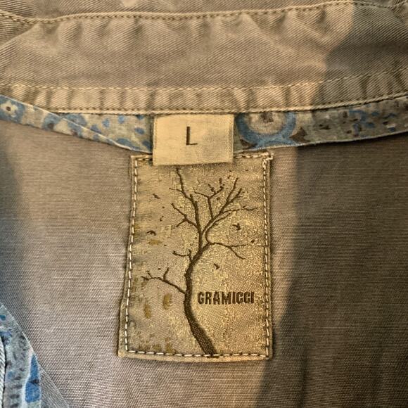 Gramicci Shirt Womens L Large Shitake Long Sleeve Button Up Pearl Snap Western - Picture 7 of 10